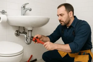 Plumber-Fixing-Bathroom-Sink-Drain