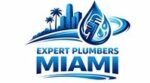 an image of plumbing tools, and a water droplet alongside the Miami skyline and the text "Expert Plumbers Miami" combined within a logo representing the reliable plumbing services from Expert Plumbers Miami across metro Miami FL areas